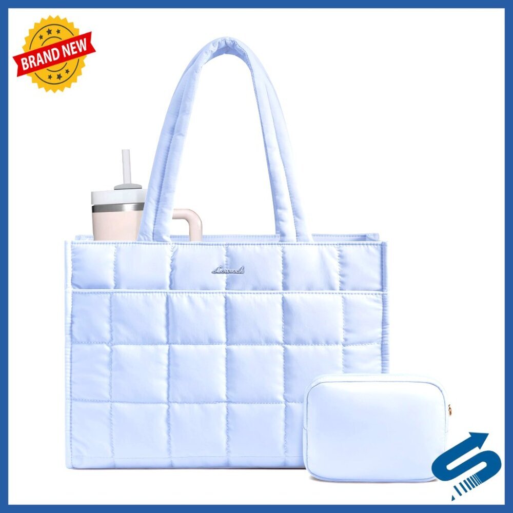 Large Puffer Tote Bag 15.6 Inch Laptop Work Purse Travel Shoulder Bag